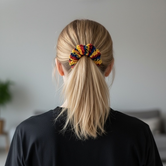 Handmade Accessories - Colorful Nylon Crochet Hair Scrunchie